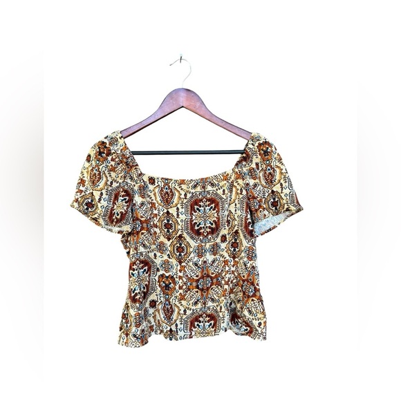 Idyllwind Women's Slaydon Tapestry Print Short Sleeve Shirt Medium Bohemian - Picture 9 of 9